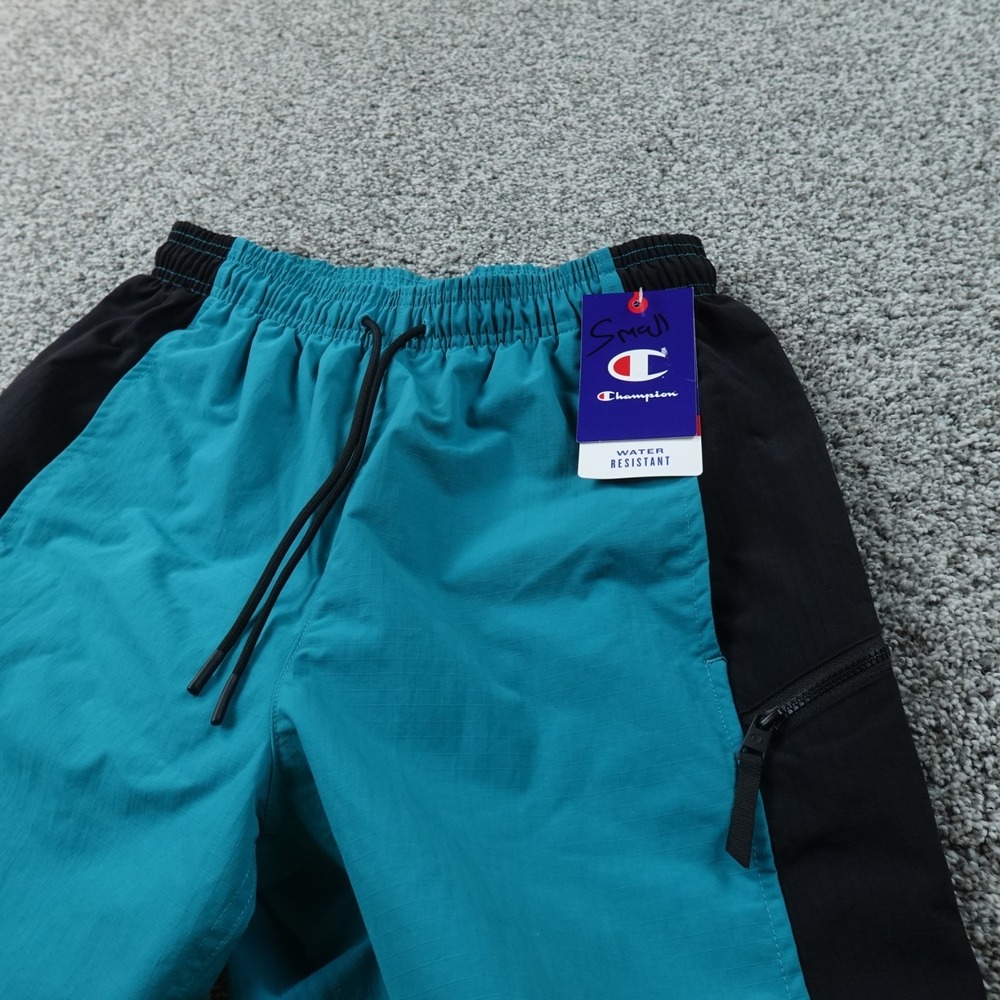 NEW Champion Shorts Mens S Blue Black Drawstring Water Resistant Swim Trunks Gym